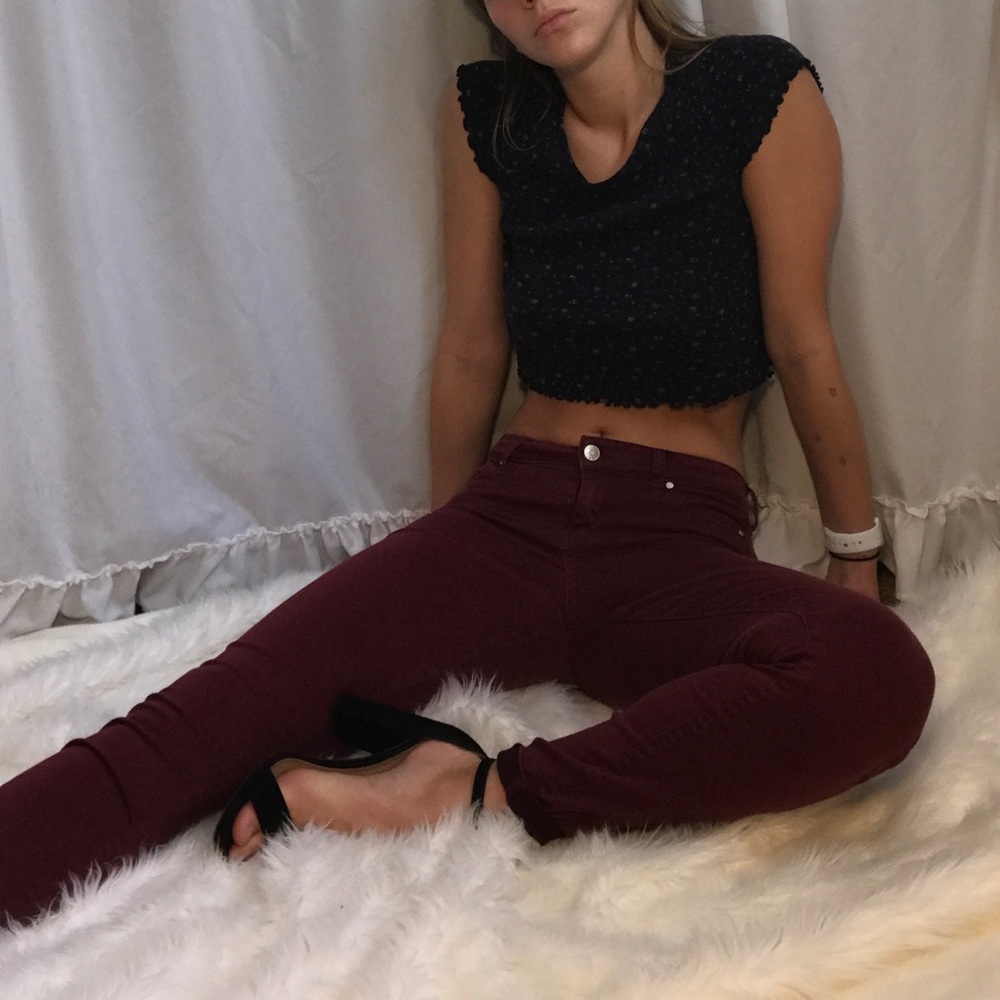 Maroon Mid Rose Skinny Jeans
